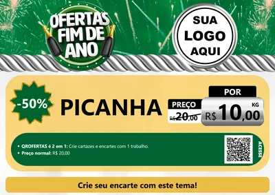 Modelo de Cartaz para Cartaz A4 Horizontal com o tema Ofertas Fim de Ano para Açougue