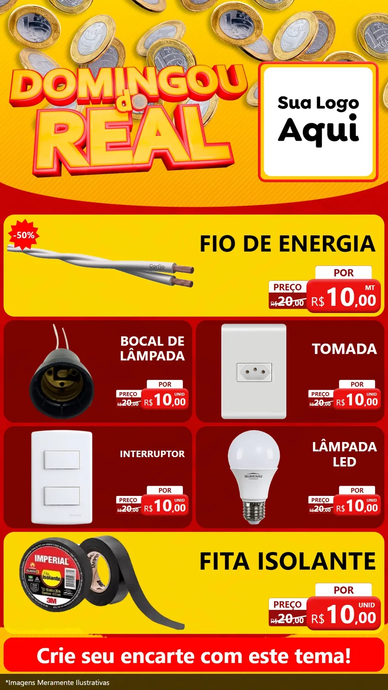 Modelo de TV para TV Vertical com o tema Domingou do Real para Materiais Elétricos