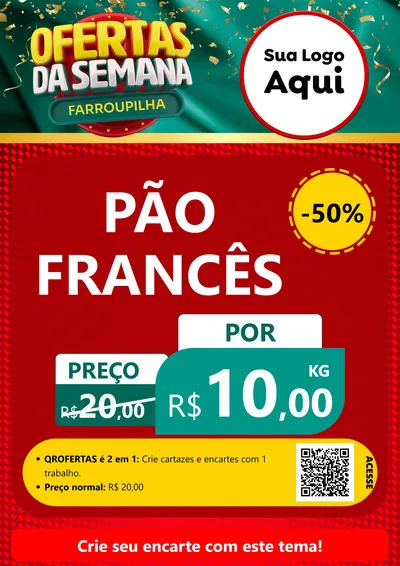 Modelo de Cartaz para Cartaz A4 Vertical com o tema Ofertas da Semana Farroupilha para Padaria