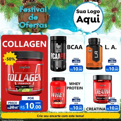 Modelo de Rede Social para Feed Facebook com o tema Festival de Ofertas - Inverno para Suplementos alimentares