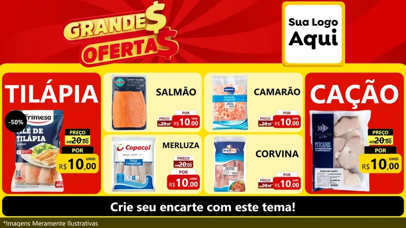 Modelo de TV para TV Horizontal com o tema Grandes Ofertas para Peixaria