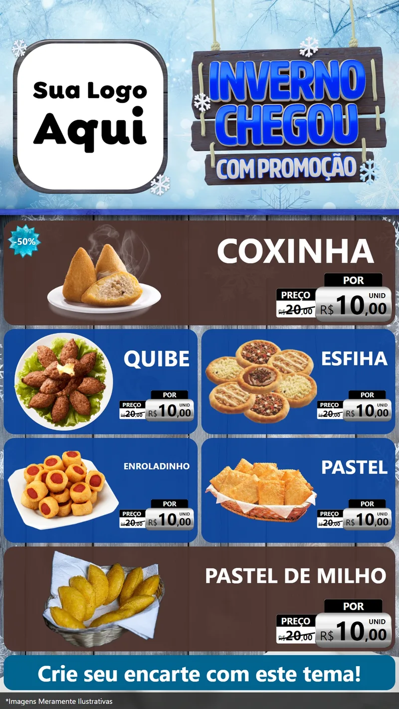 Modelo de TV para TV Vertical com o tema Inverno Chegou Com Promoção para Salgadaria