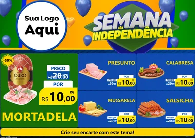 Modelo de Encarte para Encarte A4 Horizontal com o tema Semana da Independência para Frios e Laticínios