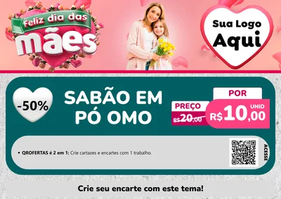 Modelo de Cartaz para Cartaz A4 Horizontal com o tema Feliz Dia das Mães para Produtos de Limpeza