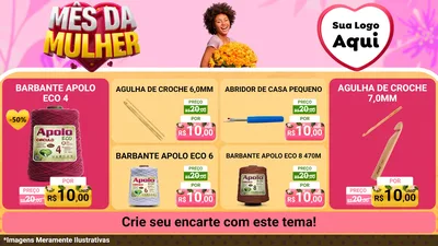 Modelo de TV para TV Horizontal com o tema Mês da Mulher para Armarinho e Aviamentos