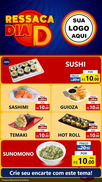 Modelo de TV para TV Vertical com o tema Ressaca Dia D para Comida japonesa