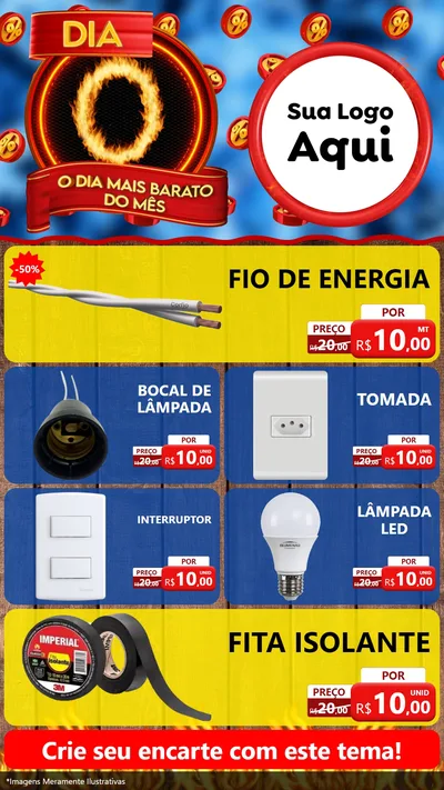 Modelo de TV para TV Vertical com o tema Dia O - O Dia Mais Barato Do Mês para Materiais Elétricos