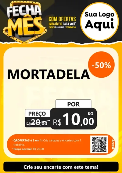 Modelo de Cartaz para Cartaz A4 Vertical com o tema Fecha Mês para Frios e Laticínios