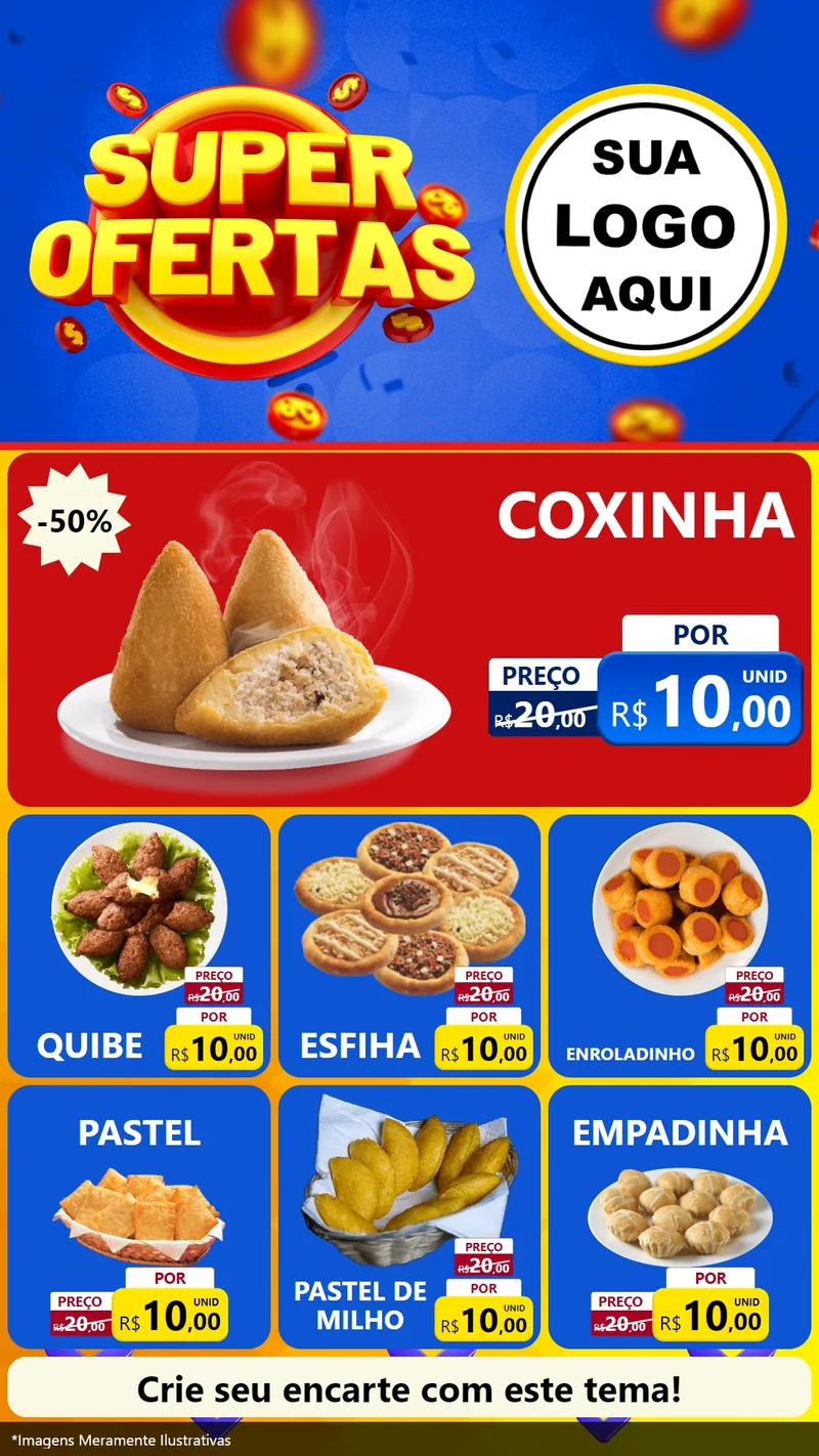 Modelo de Rede Social para Stories com o tema Super Ofertas para Salgadaria