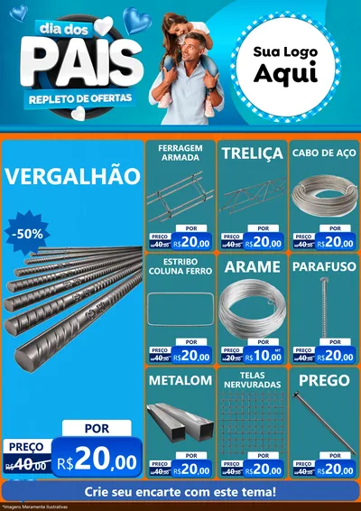 Modelo de Encarte para Encarte A4 Vertical com o tema Dia Dos Pais Repleto de Ofertas para Ferragens