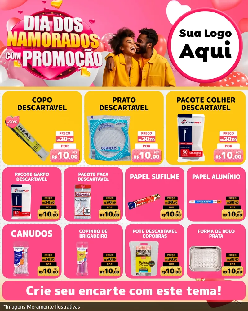 Modelo de Rede Social para Feed Instagram com o tema Dia dos Namorados com Promoção para Embalagens