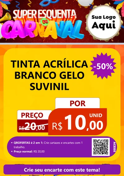 Modelo de Cartaz para Cartaz A4 Vertical com o tema Super Esquenta de Carnaval para Tintas e Ferramentas