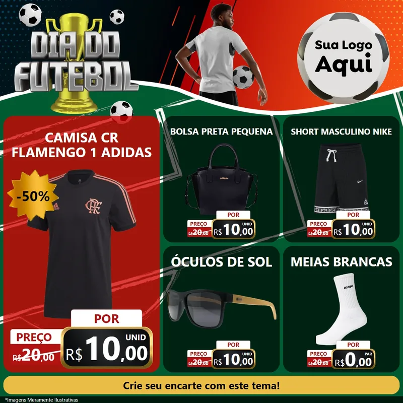Modelo de Rede Social para Feed Facebook com o tema Dia Do Futebol para Roupas e acessórios