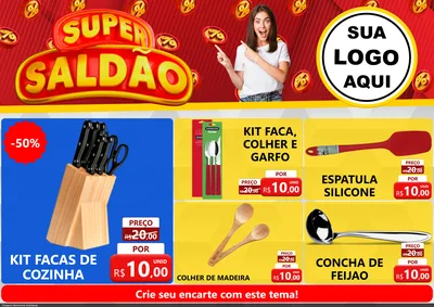 Modelo de Encarte para Encarte A4 Horizontal com o tema Super Saldão para Utilidades Domésticas