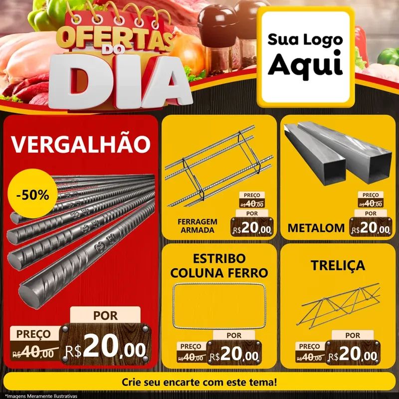 Modelo de Rede Social para Feed Facebook com o tema Ofertas do Dia para Ferragens