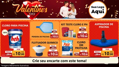 Modelo de TV para TV Horizontal com o tema Valentine's Day para Produtos para Piscina