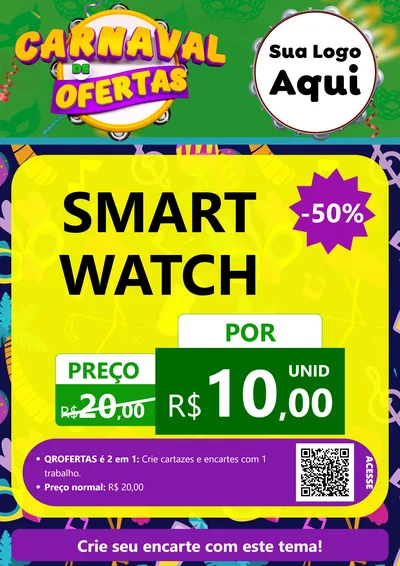 Modelo de Cartaz para Cartaz A4 Vertical com o tema Carnaval de Ofertas para Informática