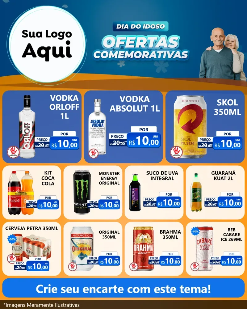 Modelo de Rede Social para Feed Instagram com o tema Dia do Idoso para Distribuidora de bebidas