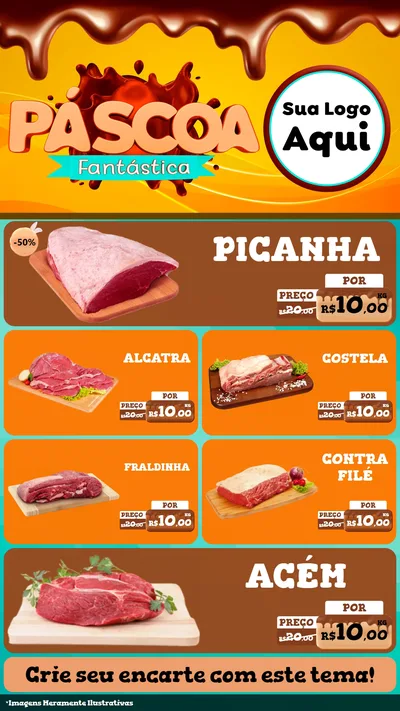 Modelo de TV para TV Vertical com o tema Páscoa Fantástica para Açougue