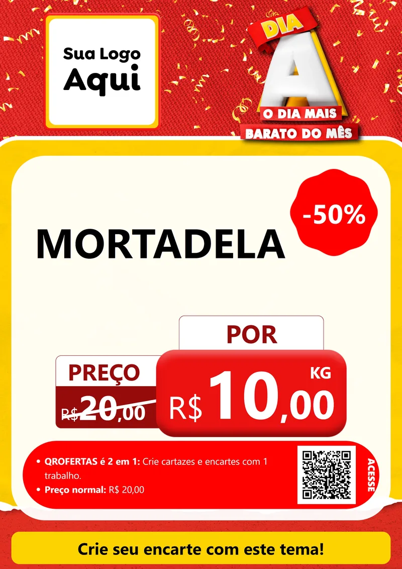 Modelo de Cartaz para Cartaz A4 Vertical com o tema Dia A o Dia Mais Barato do Mês para Frios e Laticínios