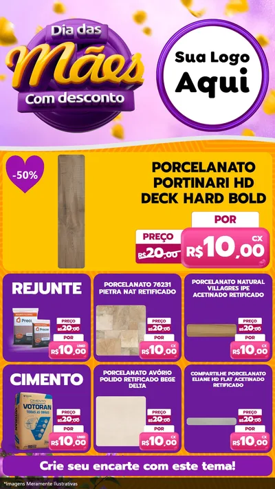 Modelo de Rede Social para Stories com o tema Dia das Mães com Desconto para Pisos e revestimentos
