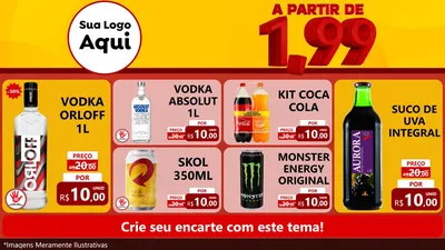 Modelo de TV para TV Horizontal com o tema A Partir de Um e Noventa e Nove - 1,99 para Distribuidora de bebidas