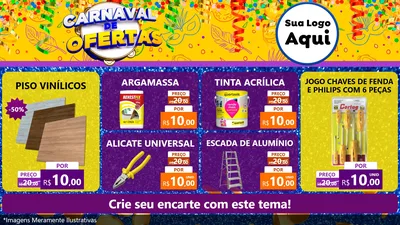 Modelo de TV para TV Horizontal com o tema Carnaval de Ofertas para Material para Construção