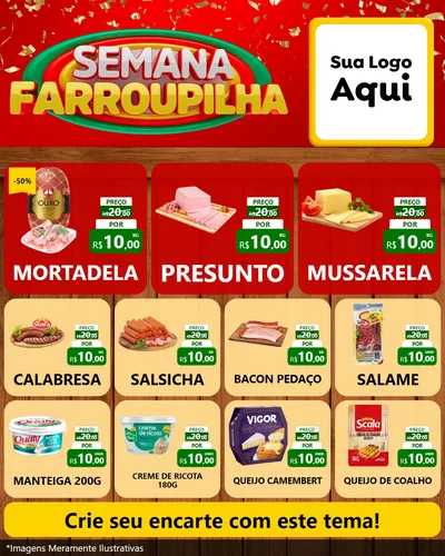 Modelo de Rede Social para Feed Instagram com o tema Semana Farroupilha para Frios e Laticínios