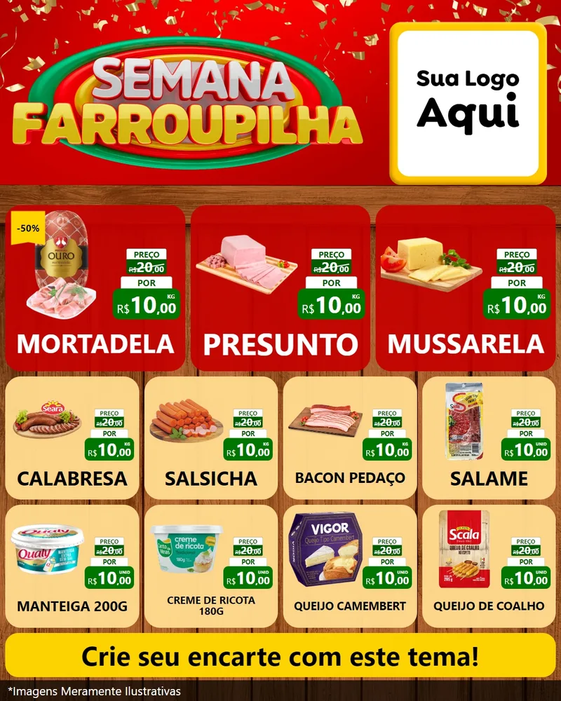Modelo de Rede Social para Feed Instagram com o tema Semana Farroupilha para Frios e Laticínios