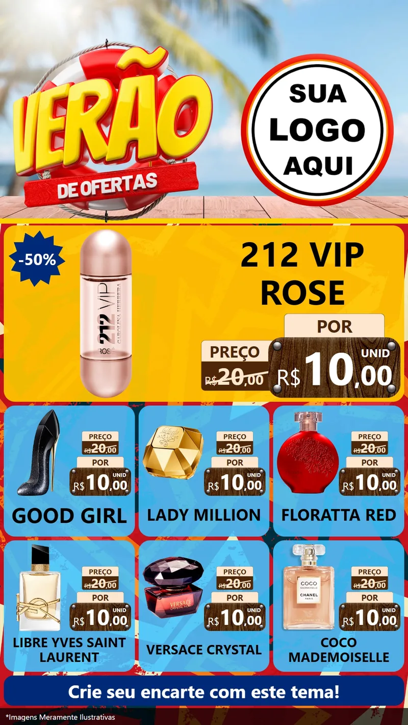 Modelo de Rede Social para Stories com o tema Verão de Ofertas para Perfumes
