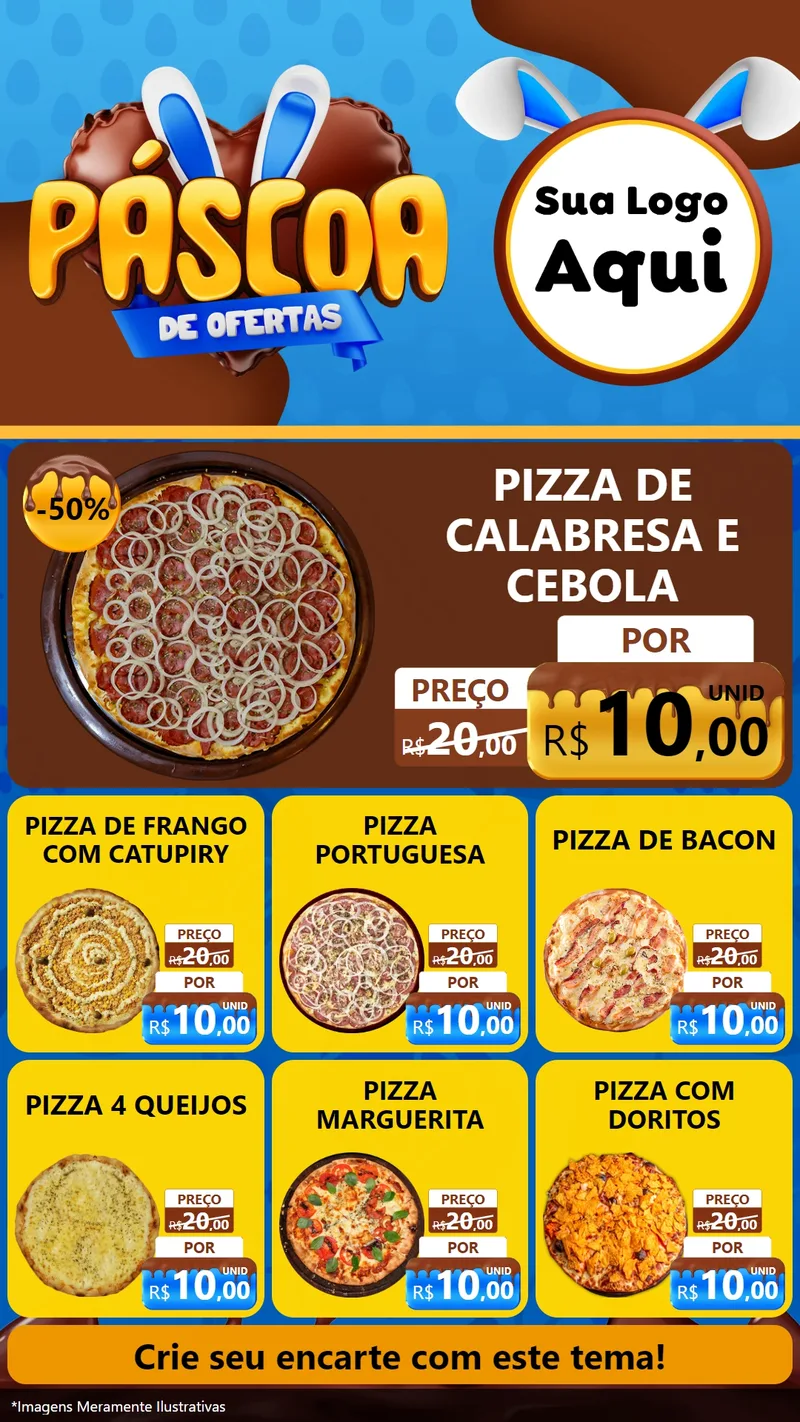 Modelo de Rede Social para Stories com o tema Páscoa de Ofertas para Pizzaria