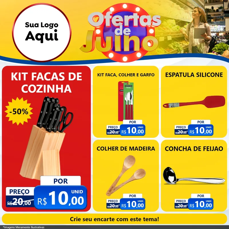 Modelo de Rede Social para Feed Facebook com o tema Ofertas de Julho para Utilidades Domésticas