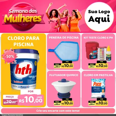 Modelo de Rede Social para Feed Facebook com o tema Semana das Mulheres para Produtos para Piscina