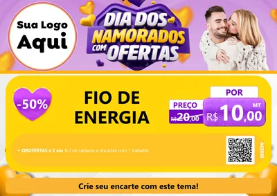 Modelo de Cartaz para Cartaz A4 Horizontal com o tema Dia Dos Namorados Com Ofertas para Materiais Elétricos