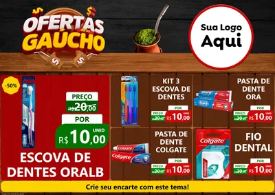 Modelo de Encarte para Encarte A4 Horizontal com o tema Ofertas Dia do Gaúcho para Higiene Pessoal