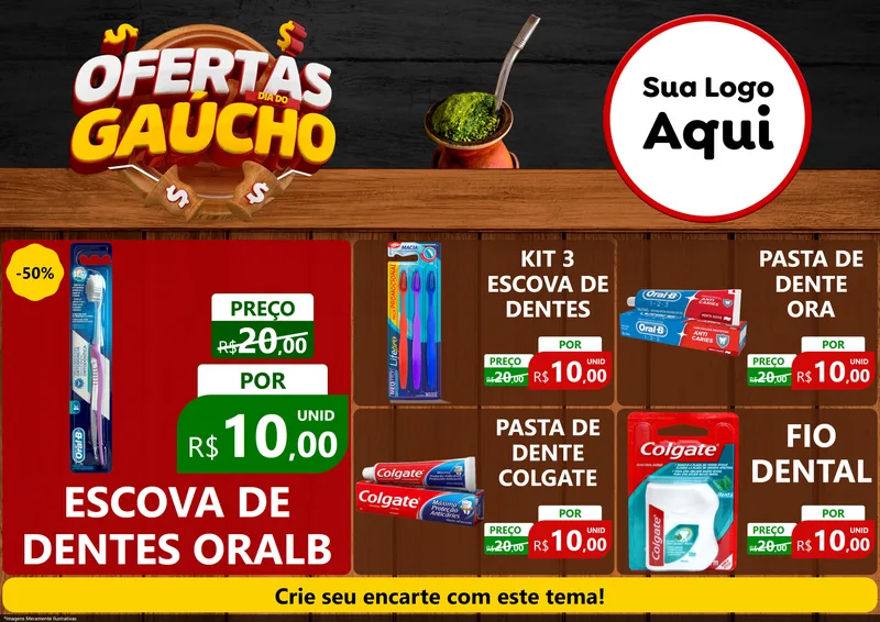 Modelo de Encarte para Encarte A4 Horizontal com o tema Ofertas Dia do Gaúcho para Higiene Pessoal