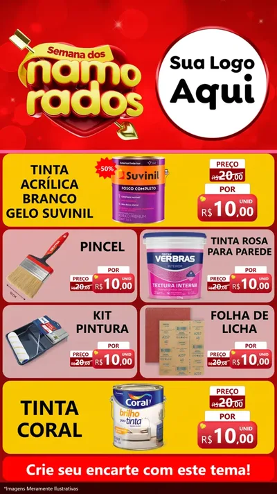 Modelo de TV para TV Vertical com o tema Semana dos namorados para Tintas e Ferramentas