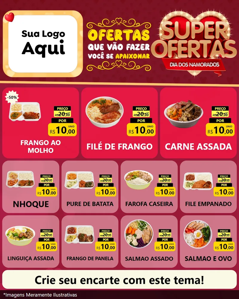 Modelo de Rede Social para Feed Instagram com o tema Dia dos Namorados para Restaurante