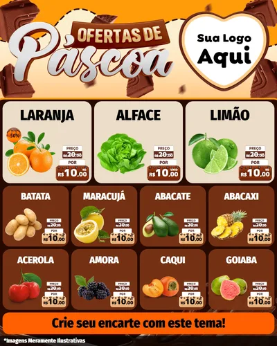 Modelo de Rede Social para Feed Instagram com o tema Ofertas de Páscoa para Hortifrúti