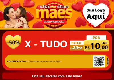 Modelo de Cartaz para Cartaz A4 Horizontal com o tema Dia das Mães com Promoção para Hamburgueria