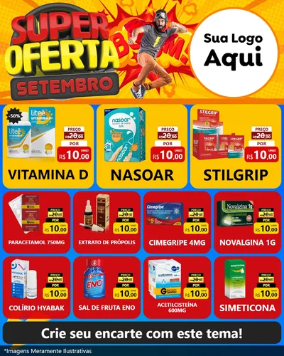Modelo de Rede Social para Feed Instagram com o tema Super Oferta Setembro para Farmácia