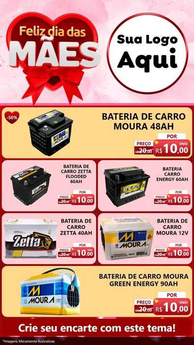 Modelo de TV para TV Vertical com o tema Feliz Dia Das Mães para Baterias Elétricas