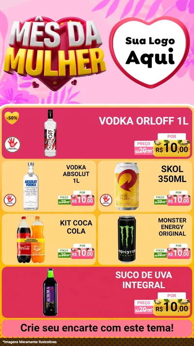 Modelo de TV para TV Vertical com o tema Mês da Mulher para Distribuidora de bebidas