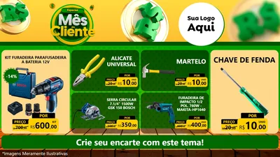 Modelo de TV para TV Horizontal com o tema Especial Mês do Cliente para Maquinas e Ferramentas