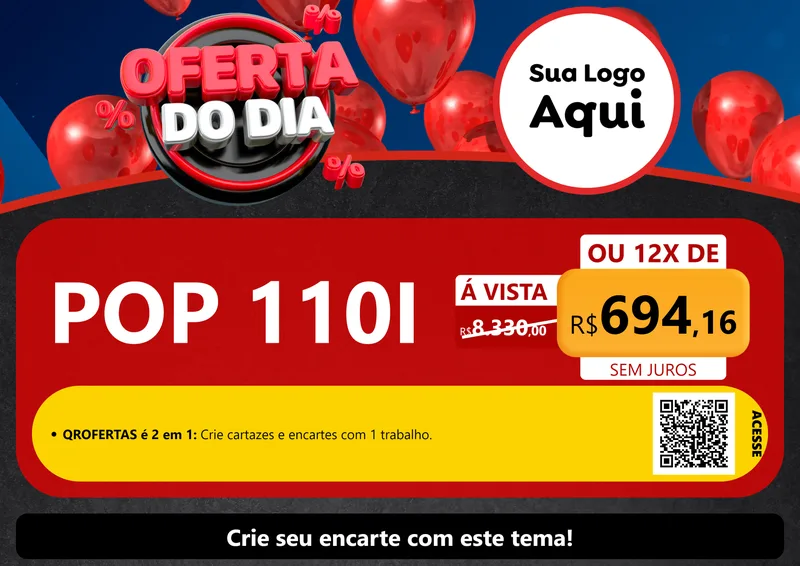 Modelo de Cartaz para Cartaz A4 Horizontal com o tema Oferta do Dia para Concessionaria de Motos