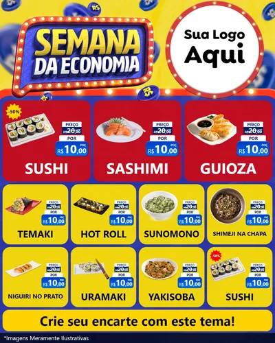 Modelo de Rede Social para Feed Instagram com o tema Semana da Economia para Comida japonesa