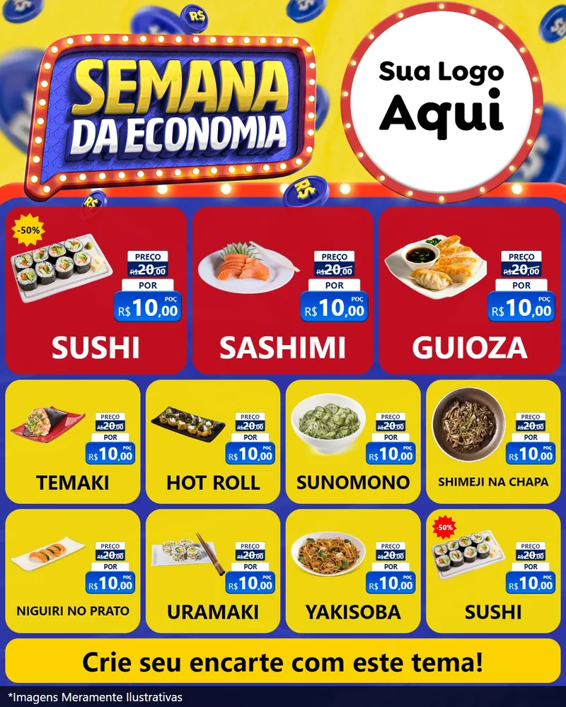Modelo de Rede Social para Feed Instagram com o tema Semana da Economia para Comida japonesa