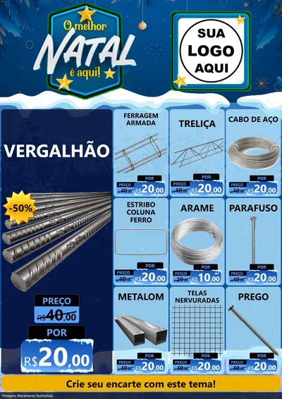 Modelo de Encarte para Encarte A4 Vertical com o tema O Melhor Natal É Aqui! para Ferragens