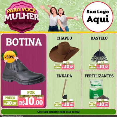Modelo de Rede Social para Feed Facebook com o tema Para Você Mulher para Agropecuária