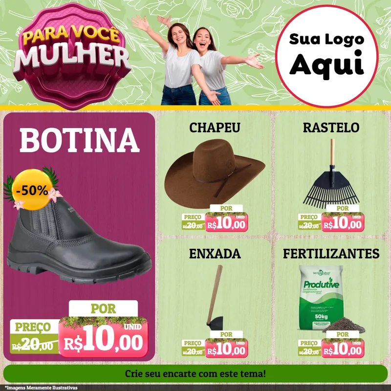 Modelo de Rede Social para Feed Facebook com o tema Para Você Mulher para Agropecuária